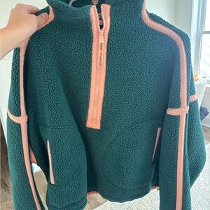 FP Movement by Free People Green and Pink Teddy Jacket